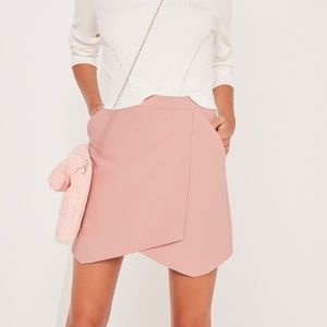 Missguided Pink Asymmetric Wrap Hem Mini Skirt
